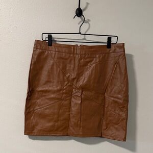 Brown Faux Leather Skort